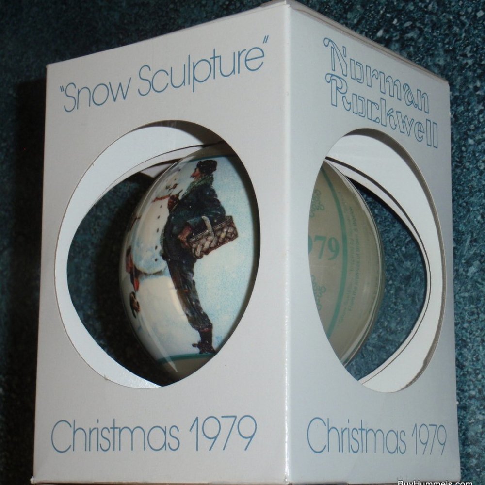 1979 Christmas Ornament Norman Rockwell Snow Sculpture Schmid With Box - GIFT! - Picture 4 of 4